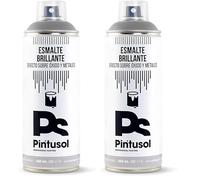 PINTUSOL Esmalte Brillante Antióxido Gris en Spray, Acabado Brillo, Resistencia UV Alta Opacidad, Directo Sobre Óxido Hierro Metal, Fácil Aplicación, Pintura Profesional Espray 400ml (Paquete de 2)