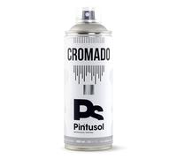 PINTUSOL Pintura Cromada Plata en Spray, Acabado Efecto Cromado, Resistencia UV Alta Opacidad, Fácil Aplicación, Multisuperficie Madera Metal Plástico, Pintura Profesional Cromo Espray 400ml
