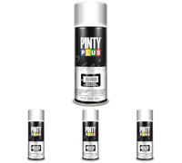 PINTY PLUS BASIC Pintura en spray Negro Brillo 9005, 400ml - 520cc (Paquete de 4)