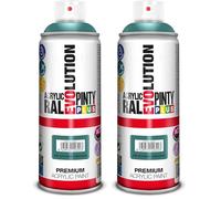 PINTY PLUS EVOLUTION 554 Pintura spray Acrílica Brillo 520cc Mint turquoise Ral 6033, Estándar (Paquete de 2)