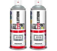 PINTY PLUS EVOLUTION 596 Pintura Spray Acrílica Brillo 520cc Traffic Grey, Gris Ral 7042, 0.6 (Paquete de 2)