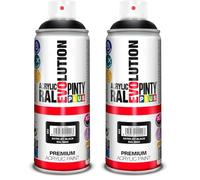 PINTY PLUS EVOLUTION 632 Pintura Spray Acrílica Satinada 520cc Satin Jet Black Ral 9005, Non Concerné, Estándar (Paquete de 2)