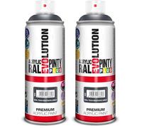 PINTY PLUS EVOLUTION Pintura Spray Acrílica Brillo 520cc Graphite Grey Ral 7024, Gris Grafito, 400 ml - 520 cc (Paquete de 2)
