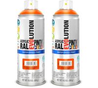 PINTY PLUS PINTURA EN SPRAY EVOLUTION WATER-BASED 520CC RAL 2004 NARANJA PURO (Paquete de 2)