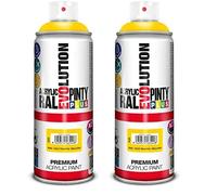 PINTYPLUS EVOLUTION Pintura Spray Acrílica Brillo 520cc Traffic Yellow Ral 1023, Único, 300 g (Paquete de 2)
