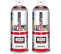 PINTYPLUS EVOLUTION Pintura spray Acrílica Brillo 520cc Wine red Ral 3005 (Paquete de 2)