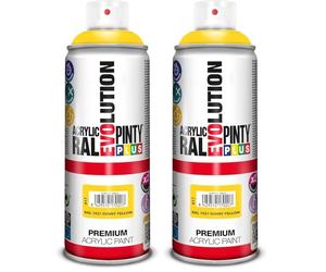 Pintyplus M123005 - Pintura spray acrilica evolution 520 cc amarillo (Paquete de 2)