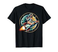 PinUp Girl Astronaut Rocket Space para hombres y mujeres Camiseta