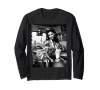 Pinup Girl - Camiseta para Hombre, Sexy, Morena, Camarera, Pin up BW Manga Larga