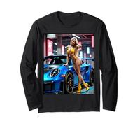 Pinup Girls & Exotic Cars Tee Sexy Blonde Girl & Exotic Car Manga Larga