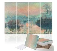 PINWELIFE® Paneles Acústicos de Arte en la Pared, Paneles Fonoabsorbentes para Casa/Oficina, Absorción Decorativa y Amortiguación, Cancelación de Ruido y Eco (Puesta de sol en el Sena de Monet)