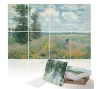 PINWELIFE® Paneles Acústicos de Arte en la Pared, Paneles Fonoabsorbentes para Casa/Oficina, Absorción Decorativa y Amortiguación, Cancelación de Ruido y Eco (Campos de Amapolas cerca_Monet)