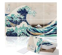PINWELIFE® Paneles Acústicos de Arte en la Pared, Paneles Fonoabsorbentes para Casa/Oficina, Absorción Decorativa y Amortiguación, Cancelación de Ruido y Eco (La Gran Ola de Katsushika Hokusai)