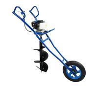 PINYELIN Broca de tierra de gasolina de 2 tiempos, 52 CC, para taladro eléctrico con 1 ruedas, 1460 W, 8800 ± 300 rpm, para cavar postes de buzón, color negro y azul