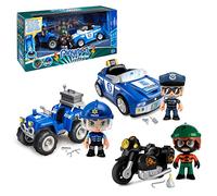 Pinypon Action 700015907 Pack de Vehículos con Quad, Coche y Moto y 3 Figuras Diferentes 2 muñecos policías y un ladrón, Juguete Exclusivo, para niños y niñas Desde 3 años, Multicolor