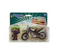 Pinypon Action - The Ninja Motorbike Demon, Moto Deportiva Negra, Detalles de dragón para Figura de acción, 1 muñeco y Accesorios de Juego, Juguete para niños y niñas Desde 4 años, Famosa (PNC25000)