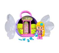 Pinypon Cuentos con Bolsito, Bolso Morado con Asa, Figura de Rapunzel del Mundo de los Cuentos, Armario para Guardar Accesorios y Ropa, Incluye 3 Accesorios Pequeños, Famosa (PNY82100)