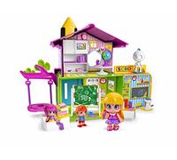 Pinypon - El Cole de Pinypon, Colegio con 2 Caras de Juego con Clase, Laboratorio y Recreo, Incluye 33 Accesorios y Pegatinas para Decorar, Figura de Profesora y 2 Niños, +4 años, Famosa (700014102)