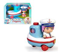 Pinypon - My First, Happy Vehículos Barco, Mis primeros transportes, barco de juguete con ruedas, flota en la bañera, y una minifigura de capitán con caras de distintas emociones, FAMOSA (700016384)
