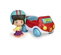 Pinypon - My First, Happy Vehículos Coche, Cochecito rojo de juguete con ruedas, un cilindro con dibujos para jugar y espacio para una figura de conductor con casco Pinpon incluido FAMOSA(700016288)