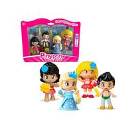 Pinypon - Pack 4 Figuras de Cuentos, Incluye Ricitos de Oro, Princesa del Hielo, Príncipe de la Lámpara Mágica y Princesa del Océano, Más de 20 Accesorios Temáticos, Famosa (PNY87000)