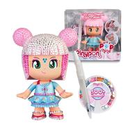 Pinypon - Pop & Shine, Figura de 17 cm para Decorar y Personalizar con 500 Cristales Brillantes de 7 Colores Diferentes, Incluye un Bolígrafo de Pegamento y un Recambio, +4 años, Famosa (PNY57000)