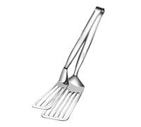 Pinza Alargada de Acero Inoxidable para Freír Pescado y Carne | Agarre Cómodo, Sujeción Firme de Alimentos, Adecuado para Parrilla y Filetes, Acabado Plata Elegante