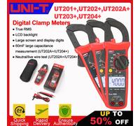 Pinza amperimétrica Digital UNI T UT201 + UT202 + UT203 + UT204 +, amperímetro de voltaje CA CC, alicates probadores, amperímetro, medidor de frecuencia de resistencia UT203 Plus