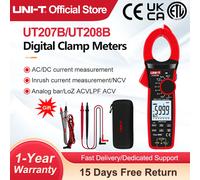 Pinza amperimétrica UNI-T UT207B UT208B AC DC, multímetro Digital, amperímetro, alicates, probador de corriente de inrush, herramientas de taller UT205E