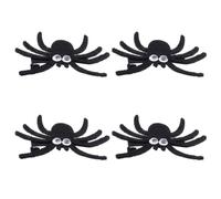 Pinza Cabello Araña Halloween 4 Piezas Tejido Negro | Clip Multi-superficie, Look Festivo, Uso Portátil, para Bolsas y Cabello, Adecuado Fotos y Eventos Escolares