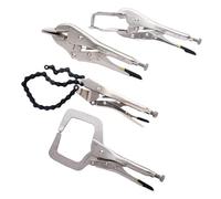 Pinza de acero al carbono de alta plata, Juego de 4 alicates de bloqueo de cadena con abrazadera en C for soldar chapa metálica (8/9/11/19 pulgadas)(84-399 C-clamp 11in.)
