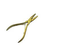 Pinza de acero inoxidable plateado de 5 pulgadas, alicate for extensiones de cabello con agujero, herramientas de eliminación de anillo de extensiones de cabello de queratina, 1 ud.(GOLD)