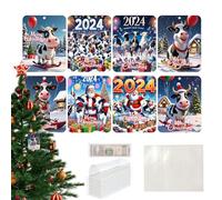 Pinza de billetes de Navidad, Monedero de Navidad para efectivo - Árbol de Navidad de 8 piezas Pinzas para billetes Monedero | Dispensador de dinero transparente de Santa Claus, Tarjetas de plata de
