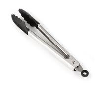 ARCOS Pinzas de Cocina con puntas de Silicona y mecanismo de bloqueo. Tamaño de 300 mm. Mango y Cuerpo de Acero Inoxidable. Aptas para el lavavajillas. Resiste 240º. Color Negro y gris