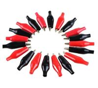 Pinza de cocodrilo de Metal G98 de 28 mm, 20 Unidades, Pinza eléctrica de cocodrilo for sonda de Prueba, medidor, Negra y roja, con Funda de plástico