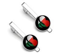 Pinza de corbata con forma de corazón y bandera de Madagascar para hombre, juego de 2 piezas de pinzas redondas para corbata y gemelos, accesorios de vestir de lujo - RE2DSA3