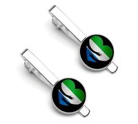 Pinza de corbata con forma de corazón y bandera de Sierra Leona para hombre, juego de 2 pinzas redondas para corbata y gemelos, accesorios de lujo para vestir - RE2DSA3