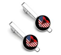 Pinza de corbata con la bandera de Estados Unidos y Albania para hombre, juego de 2 pinzas redondas para corbata y gemelos, accesorios de lujo para vestir -A0B1