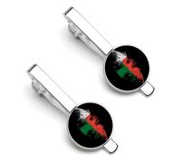 Pinza de corbata con la bandera de Madagascar para hombre, juego de 2 piezas de pinzas redondas para corbata y gemelos, accesorios de vestir de lujo - RE2DSA3