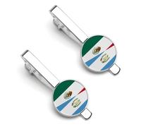 Pinza de corbata con la bandera mitad México, mitad Guatemala para hombre, juego de 2 pinzas redondas y gemelos para accesorios de vestir de lujo - O7DS