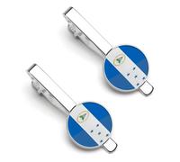 Pinza de corbata con la bandera mitad Nicaragua, mitad Honduras, para hombre. Juego de 2 pinzas redondas para corbata y gemelos, accesorios de lujo para vestir. -A0B1