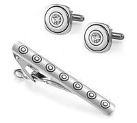 Pinza de corbata Creative Tie Clip Cufflink Set Silver Diamond Sleeve Nails Circle Collar Clip Men's Personality Accessories