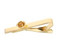 Pinza de Corbata Dorada de Latón y Cobre, Rosa Clásica Elegante | Detalle Floral Delicado, Acabado Dorado Brillante, para Bodas, Novio y Padrinos en Ocasiones Nocturnas