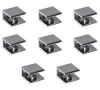 Pinza de cristal, juego de 8 unidades, soporte para estantería, soporte de cristal, soporte para estantes de cristal, soporte para estantes de cristal cromado pulido, forma cuadrada, ajustable para