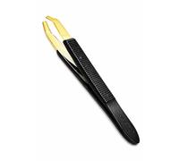 Pinza de Depilar Tipo Cangrejo 9 cm | Acero Inoxidable con Recubrimiento de Titanio | Punta Inclinada Diagonal de Precisión | Mango Plástico Antideslizante | Cejas y Vello Facial