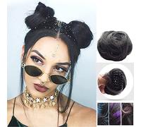 Pinza de extensión de medio moño con pinza para peinado, postizo de pelo humano marrón oscuro