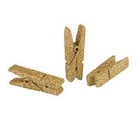 Pinza de madera con purpurina dorada 3,5cm, 12 unidades