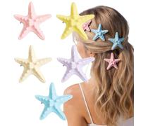 Pinza de pelo con estrella de mar | Pack 5 Pinzas Decorativas Coloridas Con Motivos Marinos Y Playeros,Pinzas Playeras Para El Pelo,Ideales en Viajes Playa Vacaciones Citas y Aventuras