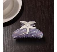 Pinza de pelo con estrella de mar y perlas para mujer, accesorio colorido para peinar moño, uso diario y fiestas (morado)