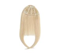 Pinza de pelo con flequillo de cabello humano real con sienes, postizos para mujer, extensiones planas, para uso diario (rubias)